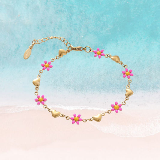 Heart Rose Flower Bracelet