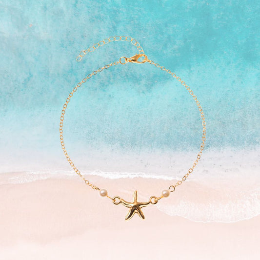 Sea Star Gold Pearl Ankle Bracelet